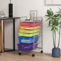 Costway - 6 Drawer Rolling Storage Cart Scrapbook Paper Office School Organizer - Multicolor - Angle