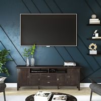 Simpli Home - Redmond SOLID WOOD 72 inch TV Media Stand in Brunette Brown For TVs up to 80 inches... - Angle