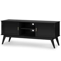 Simpli Home - Draper Mid Century Low TV Media Stand - Black - Angle