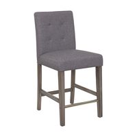 CorLiving - Leila Fabric Square Tufted Counter Height Barstool - Silver Grey - Angle