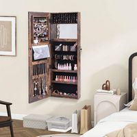 Costway - LED Mirror Jewelry Cabinet Wall/Door Mounted  47