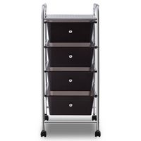 Costway - 4 Drawers Metal Rolling Storage Cart Scrapbook Supply & Paper Home Office - Black - Angle