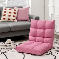 Costway - Adjustable 14-Position Folding Floor Lounge Chair - Pink - Angle