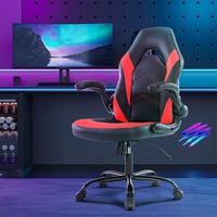 Bestier - Ergonomic Faux Leather Adjustable Reclining Swiveling PC and Racing Game Chair with Pad... - Angle