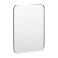 LOVMOR - 28 in. W x 36 in. H Tempered Glass Rounded Rectangle Framed Wall-Mounted Bathroom Vanity... - Angle