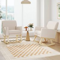 Set of 2 Costway Upholstered Rocking Chair with Widened Backrest Machine-washable Seat Cushion Co... - Angle