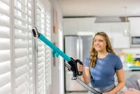 BISSELL - CleanView Rewind Upright Vacuum Cleaner - Black with Electric Blue accents - Angle