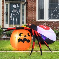 Costway - 5 x 4.6 ft Inflatable Spider with Pumpkin LED Lighted Halloween Decoration with Rotatin... - Angle