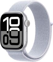 Apple Watch Series 10 (GPS+Cellular) 42mm Aluminum Case with Blue Cloud Sport Loop - Silver - (2024) - Angle