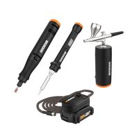 WORX - WX993L MakerX Kit with Rotary Tool, Wood & Metal Crafter, and Air Brush in Carry Bag - Black - Angle