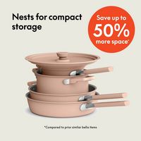 Bella - Fits-anywhere Kitchenware: 9-Piece Store More Ceramic Nonstick Cookware Set - Blossom - Angle