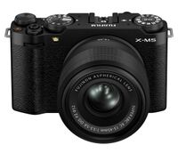 Fujifilm - X-M5 Body with XC15-45mmF3.5-5.6 OIS PZ Lens Kit - Black - Angle