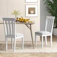 Costway Dining Chair Set of 2 Upholstered Wooden Chairs with Padded Seat Rubber Wood Frame - White - Angle