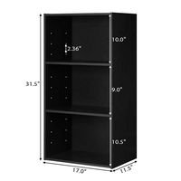 Costway - 3 Open Shelf Bookcase Modern Multi-functional Storage Display Cabinet - Black - Angle