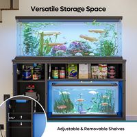 Bestier 55-75 Gallon Wooden Fish Tank Stand with Storage Cabinet Supports Up to 730 lbs - Black - Angle
