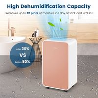 Costway Dehumidifier for Home Basement 32 Pints/Day 3 Modes Portable up to 2500 Sq. Ft Pink - Pink - Angle