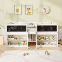 Costway Twin Size Low Loft Bed with Ramp Ladder & Bookcases Full-length Safety Guardrail - White - Angle