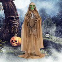 Costway - Lighted and Animated Halloween Decoration 67” Outdoor Halloween Skeleton w/ LED Creepy ... - Angle