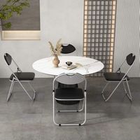 Costway 4 PCS U Shape Folding Chairs Furniture Home Outdoor Picnic Portable - Black - Angle