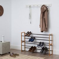 TRINITY - BASICS | 2-Tier Expandable Shoe Rack | 2-Pack | Bamboo - Natural - Angle
