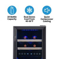 NewAir - 15” Built-in 29 Bottle Dual Zone Compressor Wine Fridge with Beech Wood Shelves - Black ... - Angle