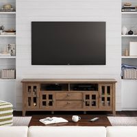 Simpli Home - Artisan SOLID WOOD 72 inch TV Media Stand in Rustic Natural Aged Brown For TVs up t... - Angle