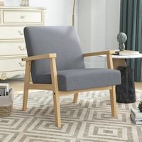 Bestier - Accent Chair - Mid-Century Modern Arm Chair with Wood Armrests and Legs - Gray