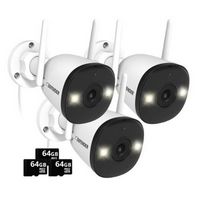 Defender - AI POWERED 4K Guard Pro Wi-Fi 6 Plug-in Security Camera with 64GB SD Card, 3 Pack - white