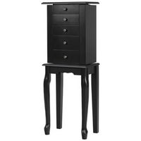 Costway - Jewelry Cabinet Storage Chest Standing Organizer Mirror - Black