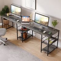 Bestier - 59inch L Shaped Desk with Shelves Home Office Gaming Computer Desk - Dark Grey