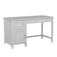 Martha Stewart - Hutton Gray Shaker Style Home Office Desk with Storage and Brushed Nickel Hardwa...