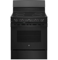 GE - 5 Cu. Ft. Freestanding  Electric Range with Self-Cleaning and Dual-Element Bake - Black