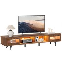 Bestier 70" LED TV Stand Mid-Century Modern Gaming Entertainment Center with Sliding Glass Door -...