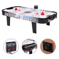 Costway 42''Air Powered Hockey Table Game Room Indoor Sport Electronic Scoring 2 Pushers - Black+...
