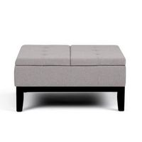 Simpli Home - Dover 36 inch Wide Contemporary Square Coffee Table Storage Ottoman - Gray Cloud