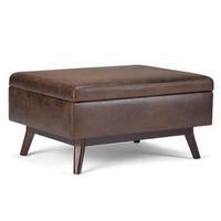 Simpli Home - Owen 34 inch Wide Mid Century Modern Rectangle Coffee Table Storage Ottoman - Distr...