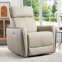 Bestier - Power Rocker High Back Faux Leather Recliner with USB Port and 270&#176; Swivel - White