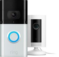Ring - Video Doorbell 3 Plus with Indoor Security Cam - Satin Nickel / White
