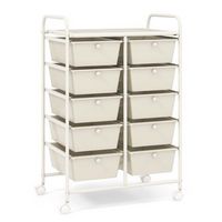 Costway - 10 Drawer Storage Cart Utility Rolling Trolley Kitchen Office Organizer - White