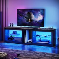 Bestier 70inch TV Console with Power Outlets and LED Gaming Entertainment Center - Black