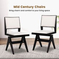 Costway Mid Century Modern Dining Chairs Set of 4 Faux Shearling Upholstered Dinner Chairs - Blac... - Back View