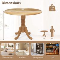 Costway Rustic Dining Table Wooden Dining Table with Round Tabletop & Curved Trestle Legs - Natural - Back View