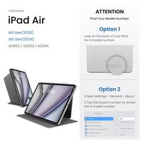 tomtoc iPad Air Detachable Folio Case for 2025 New 13 Inch iPad Air M3&M2 - Black - Back View