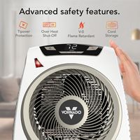 Vornado - AVH10 1500 Watt Indoor Electric Fan Forced Space Heater with Auto Climate Control - White - Back View
