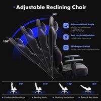 Bestier - Sweat-Proof PU Leather Gaming Chair Armrest Lumbar Support Ergonomic Office Chair with ... - Back View