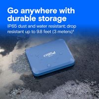 Crucial - X10 2TB External USB-C SSD - Blue - Back View