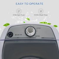 Costway - Portable Mini Counter Top Washing Machine 5.5 lb. Spin Basket Laundry - Grey and White - Back View