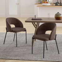 Costway Dining Chair Set of 4 with High-density Sponge Cushion Sturdy X-shaped Frame - Brown - Back View