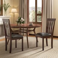Costway Dining Chair Set of 2 Upholstered Wooden Chairs with Padded Seat Rubber Wood Frame - Coffee - Back View