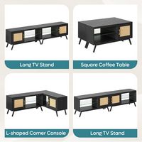 Bestier - 80'' Rattan TV Stand for TVs up to 85
